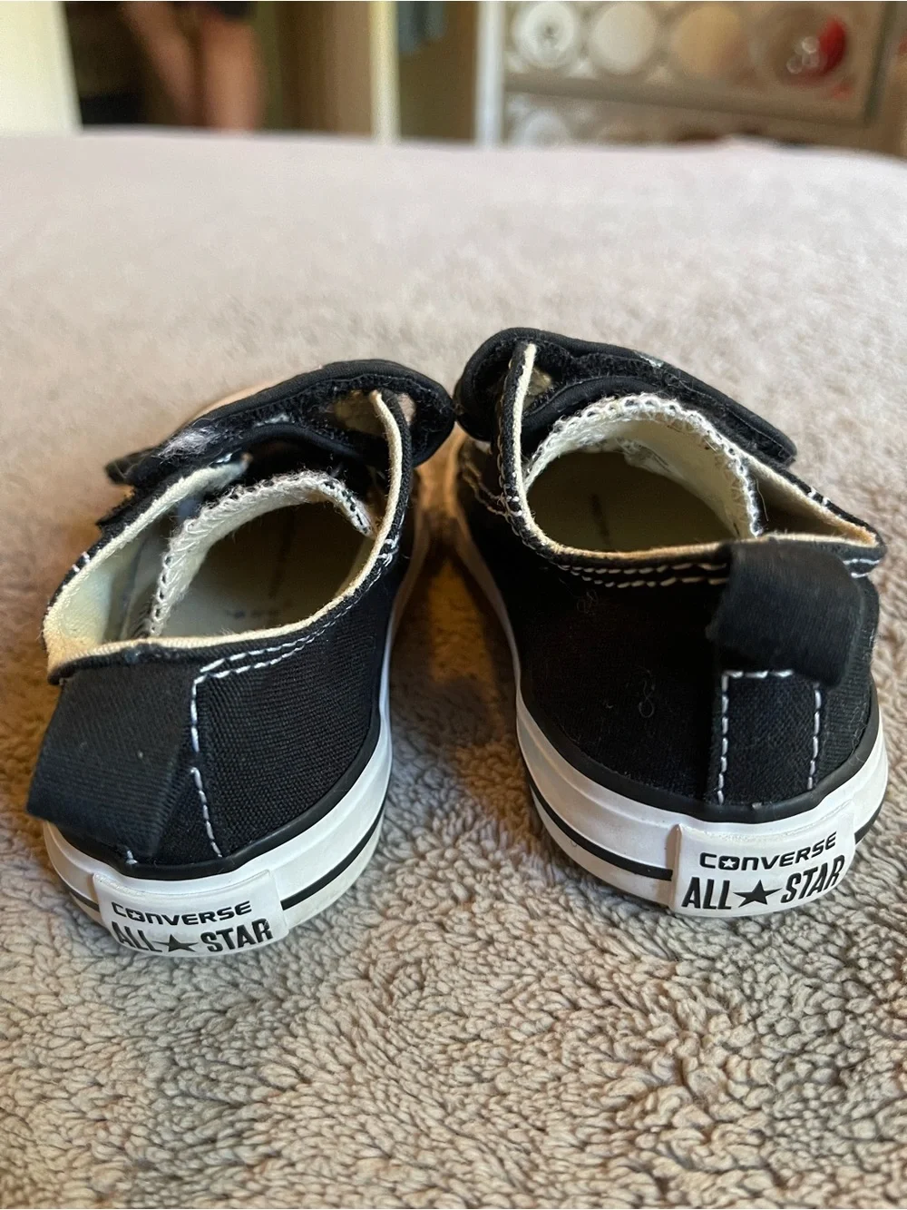 Converse Black Canvas Kids Sneakers with White Toe Caps